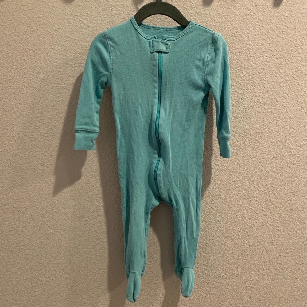 Primary Aqua Green Footie Pajamas